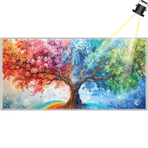 Diamond Painting Baum Des Lebens Diamant Painting Bilder Regenbogen Diamond Art DIY Set Erwachsene Full Diamond Painting Zubehör, Diamant Malerei Mosaic Stickerei Kits Home Wand Decor 150x60 cm yf435 von Janktie