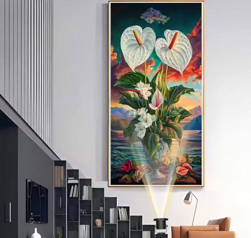 Diamond Painting Blume 100x200 cm, Sonnenuntergang Diamant Painting Bilder, Malen Nach Zahlen Erwachsene Kinder, Full Drill Diamanten Painting Mosaic Malerei Stickerei Set, Home Dekor Geschenke yf538 von Janktie