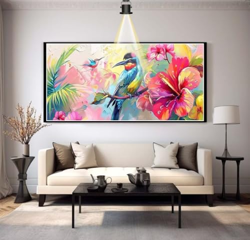 Diamond Painting Blume 100x40 cm, Papagei Diamant Painting Bilder, Malen Nach Zahlen Erwachsene, DIY Diamond Art Painting Kits, Full Drill Diamanten Painting Mosaic Malerei Stickerei Set, Dekor yf178 von Janktie