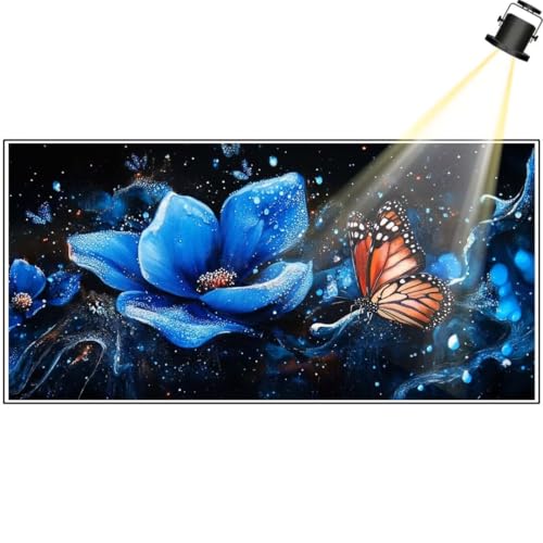 Diamond Painting Blume 140 x 70 cm, Schmetterling Diamant Painting Bilder, Malen Nach Zahlen Erwachsene Kinder, Full Drill Diamanten Painting Mosaic Malerei Stickerei Set, Home Dekor Geschenke yf404 von Janktie