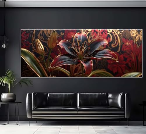 Diamond Painting Blume Diamant Painting Bilder Kinder abstrakt Diamond Art Erwachsene Full Drill Diamond Painting Zubehör, 5d Diamant Malerei Kunst Mosaic Stickerei Kits Home Wand Decor 60x150 cm U272 von Janktie