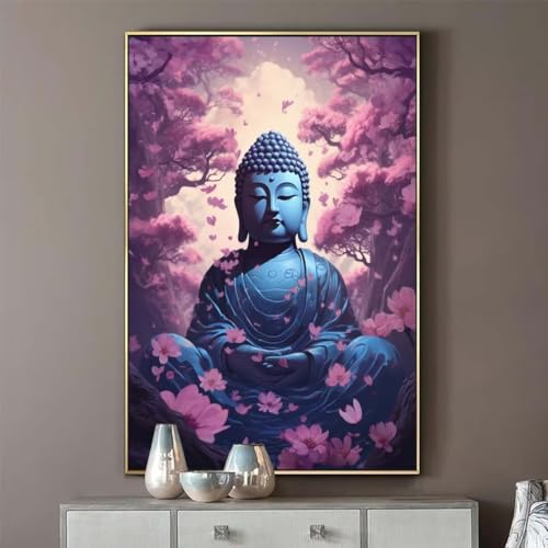 Diamond Painting Buddha 50x60 cm, Blume Diamant Painting Bilder, Malen Nach Zahlen Erwachsene Kinder, DIY Diamond Art Painting Kits, Full Diamanten Painting Malerei Stickerei Set, Home Wand Dekor R108 von Janktie