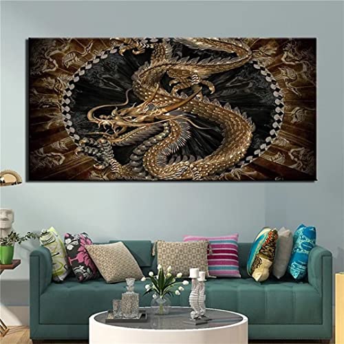 Diamond Painting Chinesischer Drache Set,Diamant Painting Bilder Groß Set,Full Diamond Painting Zubehör,Diamond Painting Erwachsene DIY Cross Stickerei Malerei Kits,für Home Wall Decor (70x210cm) von Janktie