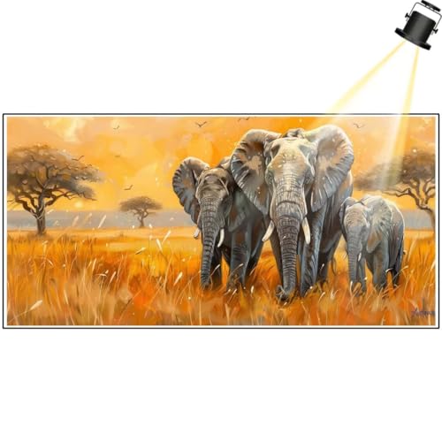 Diamond Painting Elefant 100x40 cm, Tier Diamant Painting Bilder, Malen Nach Zahlen Erwachsene, DIY Diamond Art Painting Kits, Full Drill Diamanten Painting Mosaic Malerei Stickerei Set, Dekor yf434 von Janktie