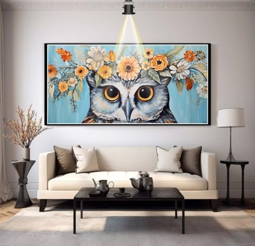 Diamond Painting Eule 100x40 cm, Tier Diamant Painting Bilder, Malen Nach Zahlen Erwachsene, DIY Diamond Art Painting Kits, Full Diamanten Painting Mosaic Malerei Stickerei Set, Home Wand Dekor yf190 von Janktie