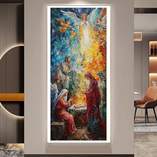 Diamond Painting Jesus Diamant Painting Bilder Kinder Diamond Art DIY Set Erwachsene Full Drill Diamond Painting Zubehör, 5d Diamant Malerei Kunst Mosaic Stickerei Kits Home Wand Decor 50x150 cm Q185 von Janktie