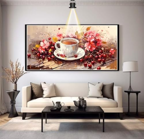 Diamond Painting Kaffee 100x40 cm, Blume Diamant Painting Bilder, Malen Nach Zahlen Erwachsene, DIY Diamond Art Painting Kits, Full Drill Diamanten Painting Mosaic Malerei Stickerei Set, Dekor yf196 von Janktie