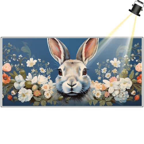 Diamond Painting Kaninchen 100x40 cm, Tier Diamant Painting Bilder, Malen Nach Zahlen Erwachsene, DIY Diamond Art Painting Kits, Full Diamanten Painting Mosaic Malerei Stickerei Set, Home Dekor yf224 von Janktie