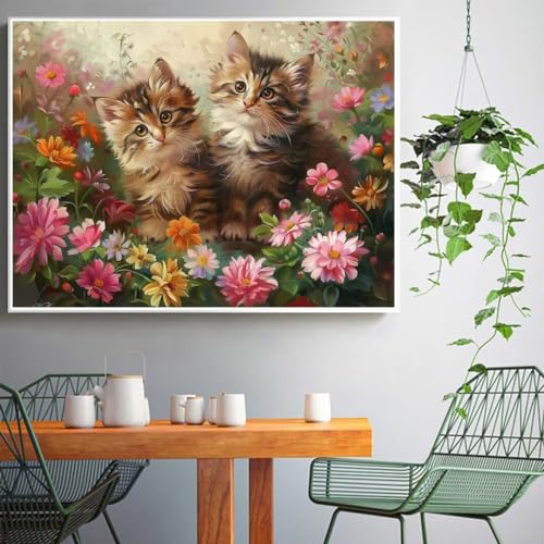 Diamond Painting Katze 77x105 cm,Niedlich Diamant Painting Bilder,Malen Nach Zahlen Erwachsene Kinder,DIY Diamond Art Painting Kits,Full Diamanten Painting Malerei Stickerei Set,Home Wand Dekor R70 von Janktie