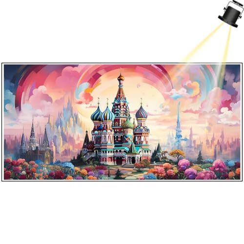 Diamond Painting Kirche Diamant Painting Bilder Regenbogen Diamond Art DIY Set Erwachsene Full Diamond Painting Zubehör, Diamant Malerei Kunst Strass Mosaic Stickerei Kits Home Decor 200x100 cm yf425 von Janktie