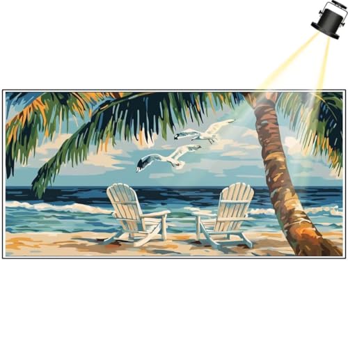 Diamond Painting Landschaft 110x50 cm, Meeresstrand Diamant Painting Bilder, Malen Nach Zahlen Erwachsene Kinder, Full Drill Diamanten Painting Mosaic Malerei Stickerei Set, Home Dekor Geschenke yf236 von Janktie