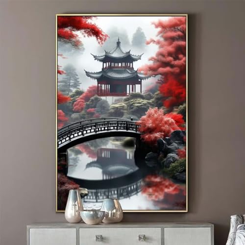 Diamond Painting Landschaft 30x40 cm, Japan Diamant Painting Bilder, Malen Nach Zahlen Erwachsene Kinder, DIY Diamond Art Painting Kits, Full Diamanten Painting Malerei Stickerei Set, Wand Dekor S147 von Janktie