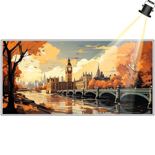 Diamond Painting Landschaft Diamant Painting Bilder London Diamond Art DIY Set Erwachsene Full Diamond Painting Zubehör,5D Diamant Malerei Kunst Strass Mosaic Stickerei Kits Home Decor 160x80 cm yf419 von Janktie