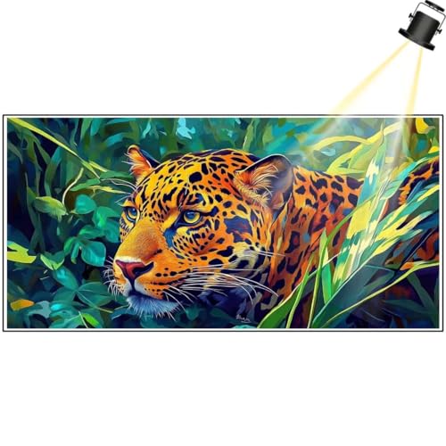 Diamond Painting Leopard 100x40 cm, Tier Diamant Painting Bilder, Malen Nach Zahlen Erwachsene, DIY Diamond Art Painting Kits, Full Drill Diamanten Painting Mosaic Malerei Stickerei Set, Dekor yf266 von Janktie