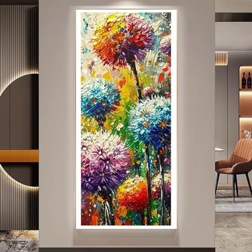 Diamond Painting Löwenzahn Diamant Painting Bilder Kinder Pflanze Diamond Art DIY Set Erwachsene Full Diamond Painting Zubehör, 5d Diamant Malerei Mosaic Stickerei Kits Home Wand Decor 55x135 cm U146 von Janktie