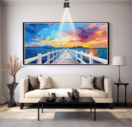 Diamond Painting Meerblick Diamant Painting Bilder Sonnenuntergang Diamond Art DIY Set Erwachsene Full Diamond Painting Zubehör, Diamant Malerei Mosaic Stickerei Kits Home Wand Decor 200x100 cm yf159 von Janktie