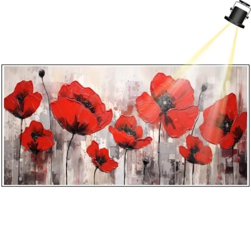 Diamond Painting Mohn 140x70 cm, Weinlese Diamant Painting Bilder, Malen Nach Zahlen Erwachsene, DIY Diamond Art Painting Kits, Full Drill Diamanten Painting Mosaic Malerei Stickerei Set, Dekor yf430 von Janktie