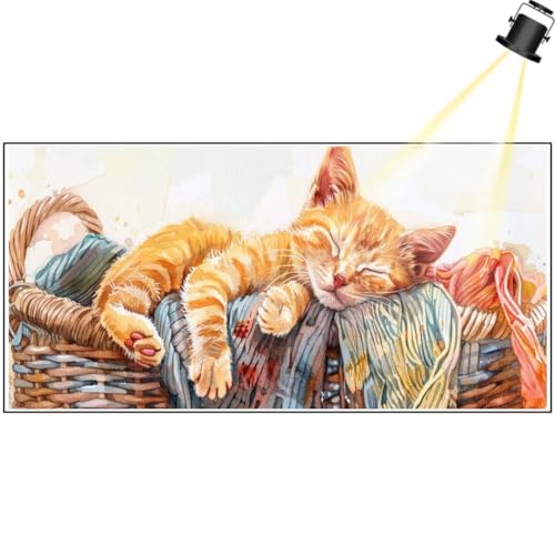 Diamond Painting Niedlich Diamant Painting Bilder Katze Diamond Art DIY Set Erwachsene Full Diamond Painting Zubehör, 5D Diamant Malerei Kunst Strass Mosaic Stickerei Kits Home Decor 170x80 cm yf451 von Janktie