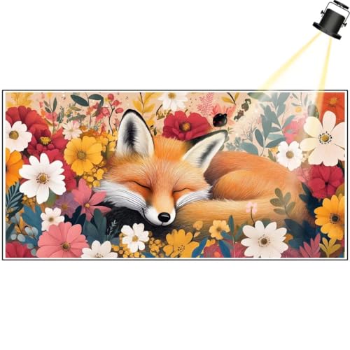 Diamond Painting Niedlicher Fuchs 110x50 cm, Blume Diamant Painting Bilder, Malen Nach Zahlen Erwachsene Kinder, Full Drill Diamanten Painting Mosaic Malerei Stickerei Set, Home Dekor Geschenke yf254 von Janktie