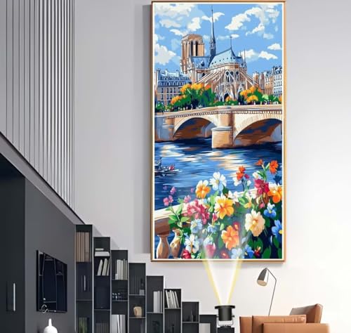 Diamond Painting Paris 30 x 60 cm, Landschaft Diamant Painting Bilder, Malen Nach Zahlen Erwachsene, DIY Diamond Art Full Drill Diamanten Painting Mosaic Malerei Stickerei Set, Home Wand Dekor yf530 von Janktie