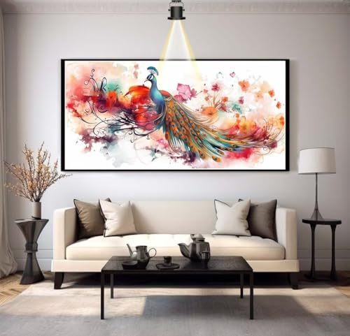 Diamond Painting Pfau 100x40 cm, Tier Diamant Painting Bilder, Malen Nach Zahlen Erwachsene, DIY Diamond Art Painting Kits, Full Diamanten Painting Mosaic Malerei Stickerei Set, Home Wand Dekor yf198 von Janktie