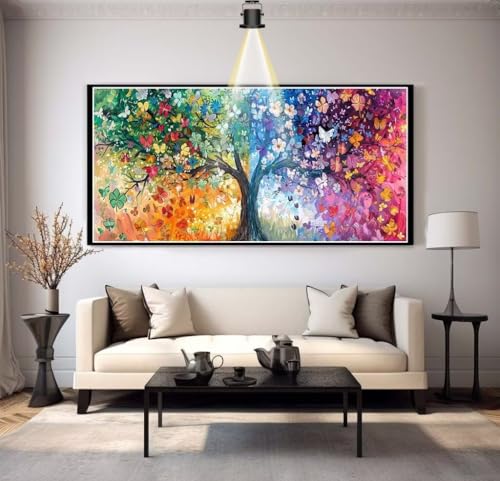 Diamond Painting Regenbogenbaum 100 x 40 cm, Landschaft Diamant Painting Bilder, Malen Nach Zahlen Erwachsene Kinder, Full Drill Diamanten Painting Mosaic Malerei Stickerei Set, Home Wand Dekor yf158 von Janktie