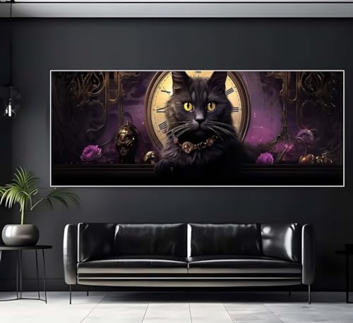 Diamond Painting Schwarze Katze Diamant Painting Bilder Kinder Mond Diamond Art DIY Set Erwachsene Full Drill Diamond Painting Zubehör, 5d Diamant Malerei Stickerei Kits Home Wand Decor 50x150 cm Q309 von Janktie