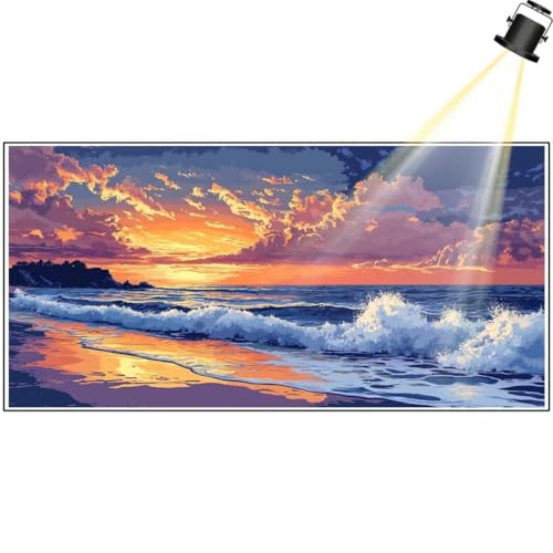 Diamond Painting Sonnenuntergang 160 x 80 cm, Meereslandschaft Diamant Painting Bilder, Malen Nach Zahlen Erwachsene, Full Drill Diamanten Painting Mosaic Malerei Stickerei Set, Home Wand Dekor yf280 von Janktie