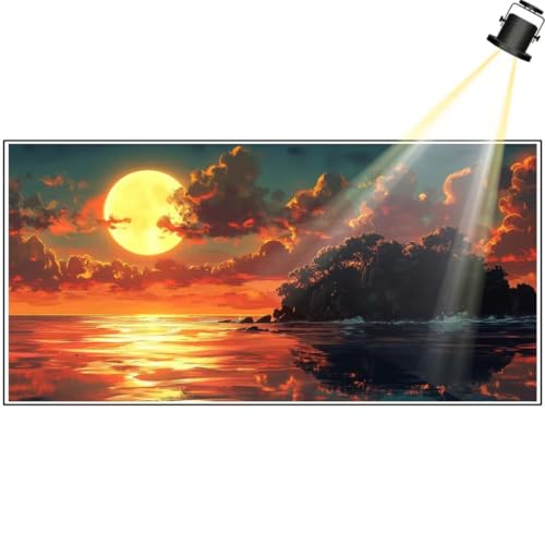 Diamond Painting Sonnenuntergang Diamant Painting Bilder Kinder Meereslandschaft Diamond Art DIY Set Erwachsene, 5D Diamant Malerei Kunst Strass Mosaic Stickerei Kits Home Wand Decor 300x100 cm yf387 von Janktie