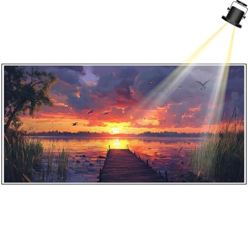 Diamond Painting Sonnenuntergang Diamant Painting Bilder Meerblick Diamond Art DIY Set Erwachsene Full Diamond Painting Zubehör, Diamant Malerei Mosaic Stickerei Kits Home Wand Decor 200x100 cm yf239 von Janktie