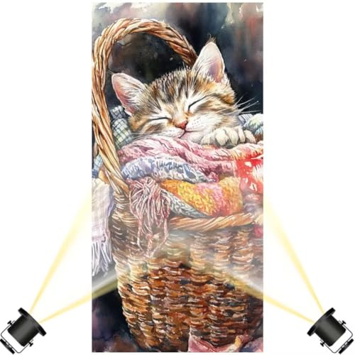 Diamond Painting Tier Diamant Painting Bilder Katze Diamond Art DIY Set Erwachsene Full Diamond Painting Zubehör, 5D Diamant Malerei Kunst Strass Mosaic Stickerei Kits Home Wand Decor 90x180 cm yf467 von Janktie