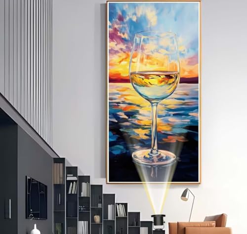 Diamond Painting Weinglas Diamant Painting Bilder Sonnenuntergang Diamond Art DIY Set Erwachsene Full Diamond Painting Zubehör, 5D Diamant Malerei Mosaic Stickerei Kits Home Wand Decor 30x60 cm yf507 von Janktie