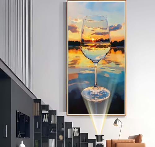 Diamond Painting Weinglas Diamant Painting Bilder Sonnenuntergang Diamond Art DIY Set Erwachsene Full Diamond Painting Zubehör, 5D Diamant Malerei Mosaic Stickerei Kits Home Wand Decor 30x60 cm yf503 von Janktie