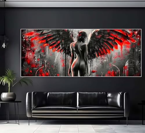 Diamond Painting XXL Groß 120x40 cm Diamant Painting Bilder Kampf-Engel Diamond Art Painting Kits, DIY Erwachsene Malen Nach Zahlen Full Diamant Painting Zubehör Malerei Stickerei Home Wand Dekor U285 von Janktie