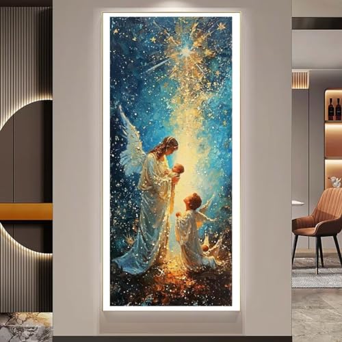 Diamond Painting XXL Groß 120x40 cm Diamant Painting Bilder Krippe Geburt von Jesus Diamond Art Painting Kits,DIY Basteln Erwachsene Malen Nach Zahlen Full Diamant Painting Zubehör Set Wand Dekor U217 von Janktie