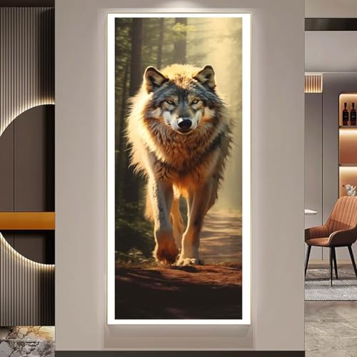 Diamond Painting XXL Groß 120x40 cm Diamant Painting Bilder Wolf Diamond Art Painting Kits, DIY Erwachsene Malen Nach Zahlen Full Diamant Painting Zubehör Malerei Stickerei Home Wand Dekor (Wald) U53 von Janktie