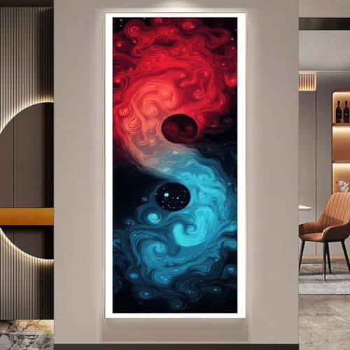 Diamond Painting Yin und Yang Diamant Painting Bilder Kinder Diamond Art DIY Set Erwachsene Full Drill Diamond Painting Zubehör, 5d Diamant Malerei Mosaic Stickerei Kits Home Wand Decor 30x90 cm U78 von Janktie