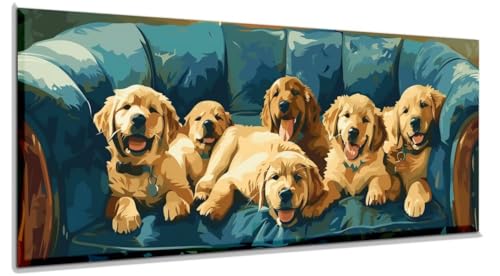 Malen Nach Zahlen Erwachsene Hund Malen Nach Zahlen Erwachsene Leinwand 50x120, Malen Nach Zahlen Niedlich Paint By Numbers Adult Ölgemälde Mit 3-Pinseln Und Acrylfarbe Malerei Kits, Ohne Rahmen yf540 von Janktie