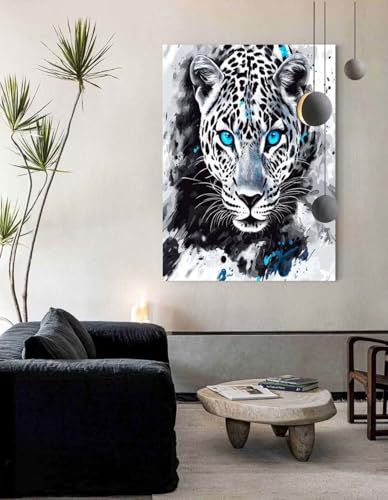 Malen Nach Zahlen Erwachsene Leopard Ohne Rahmen, Malen Nach Zahlen Erwachsene Klein 70x90 cm, Paint By Numbers Adult Cheerful Malen Nach Zahlen Pinsel Acrylfarbe Kits, Malen Nach Zahlen Tier fy57 von Janktie