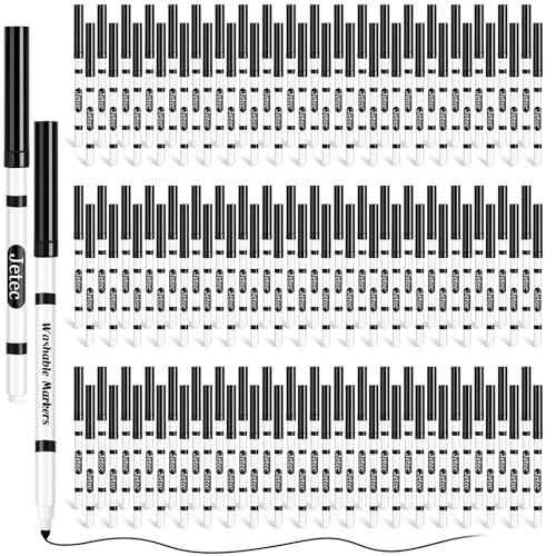 Janlaugh 120 waschbare Marker, Großpackung, schwarze Marker mit feiner Spitze, schwarze Marker für Kinder, dünne, schwarze, waschbare Marker für Kunstschulbedarf, Klassenzimmer, Großpackung, Lehrer, von Janlaugh