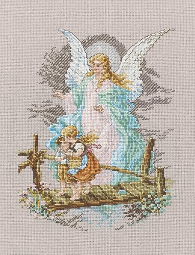 Janlynn 250603 Guardian Angel Kreuzstich-Set, Schutzengel, 19,1 x 25,1 cm, 14 Stück, Baumwolle, weiß, 6'' x 22'' von Janlynn