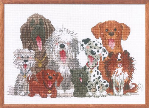 Janlynn Suzy's Zoo Kreuzstich-Set, Motiv: Hunde von Duckport, 38,1 x 25,4 cm, 14 Stück, Baumwolle, Multifarbig, 38x25cm von Janlynn