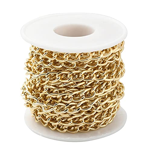 Janmobrian Wallet Chain,Taschenkette 1 Rollen 5m Aluminium Twisted Curb-Ketten for DIY. Halskette Armbänder Materialien Schmuckherstellung von Befunden Handmade Bag Kettenzubehör(Gold) von Janmobrian