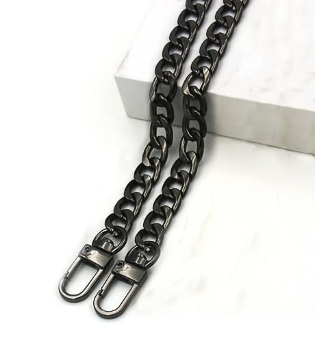 Janmobrian Wallet Chain,Taschenkette 1 stücke stahlbeutelketten 9mm DIY. Abnehmbare Ersatz Geldbörse, Taschengürtel Riemen Riemen for Handtaschen Griff Zubehör Schulter Crossbody(Gun Black,7 3/8) von Janmobrian