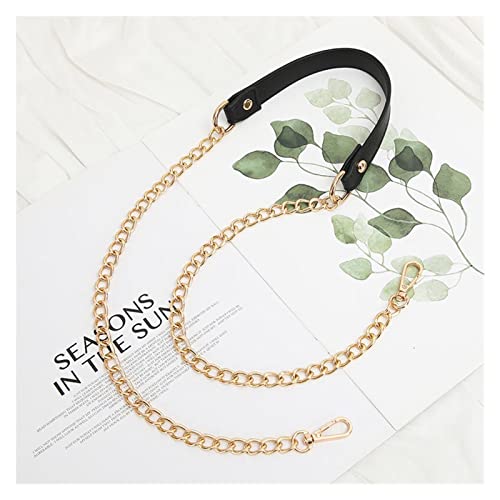 Janmobrian Wallet Chain,Taschenkette DIY 5. 0cm-160cm Ersatz Schulter Crossbody Bag Strap Black Pu. Ledergriff mit 9mm Gold, Silber, schwarz Metallketten(Gold,100) von Janmobrian