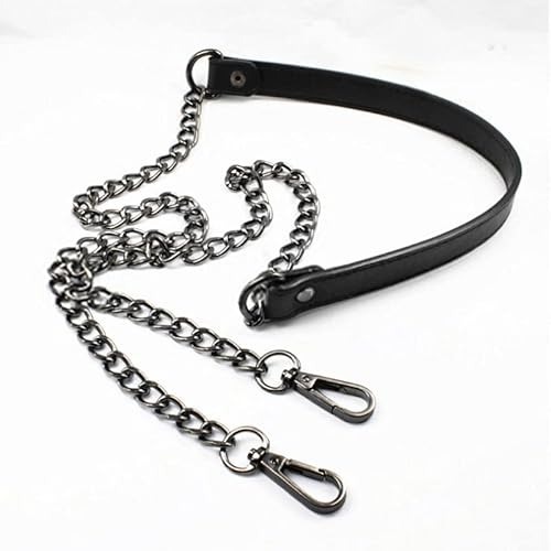 Janmobrian Wallet Chain,Taschenkette DIY 6. 0cm-160cm Ersatz-Umhängetasche Strap Black Pu. Ledergriff Metallketten(Gun Black,100) von Janmobrian