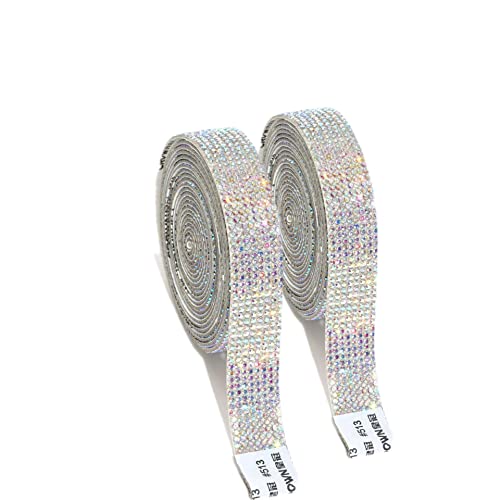 2 Rollen glitzerndes Diamantband, glitzerndes Geschenkband für Hochzeitstorten, Geburtstagsdekorationen, Basteldekorationen (breit 1,3 cm) (AB-Farbe) von Jannity