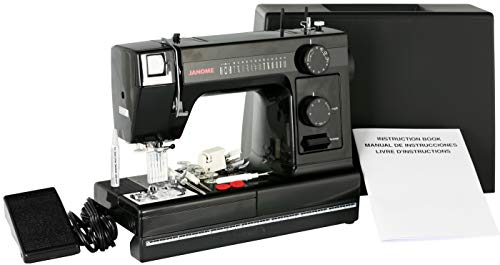 Janome HD1000 Black Edition Nähmaschine mit 14 Stichen, 4-Stufen-Knopfloch, automatischer Nadeleinfädler und Fallvorschub von Janome