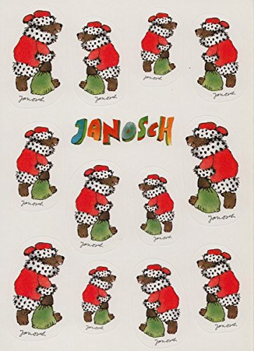 Janosch Sticker Postkarte Weihnachtsbär mit Geschenkesack von Janosch