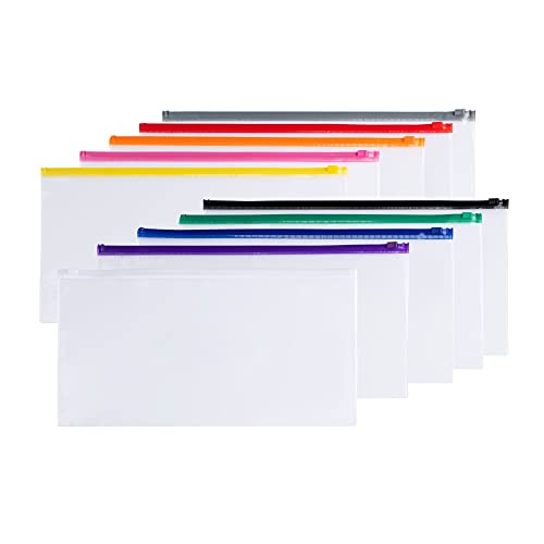 10 Stück DL transparente Zippy-Beutel mit farblich sortiertem Reißverschluss von Janrax